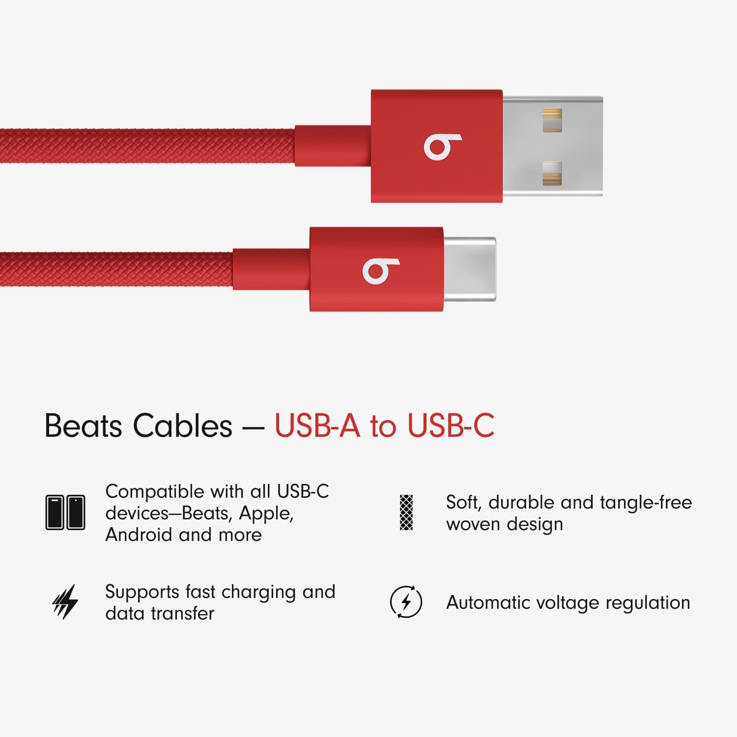 Beats cable USB-A a USB-C 1,5 m rojo