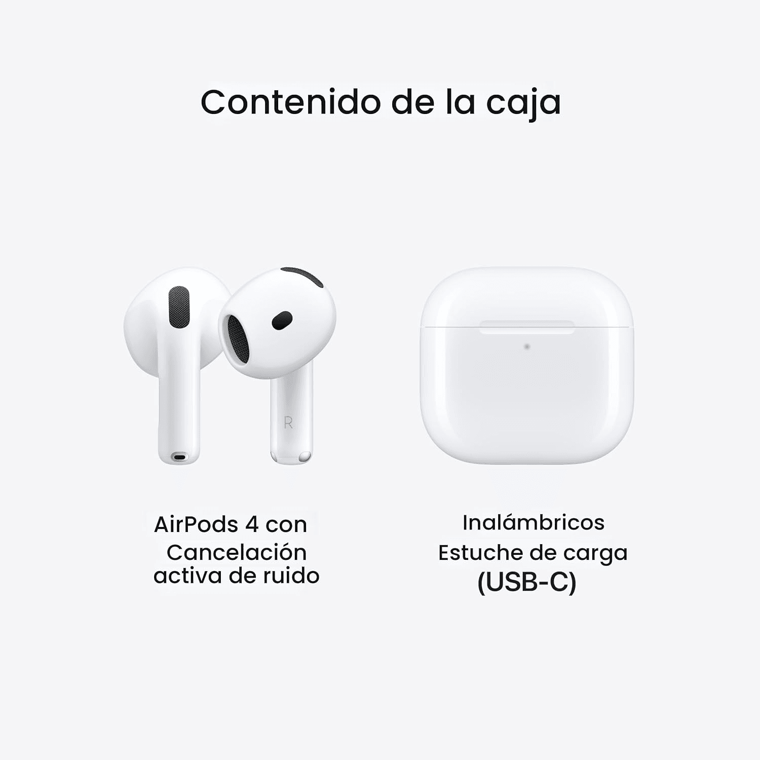 Foto 6 de Auriculares Apple AirPods 4 inalámbricos, auriculares Bluetooth, con cancelación activa de ruido, audio adaptativo, modo de transparencia, audio espacial personalizado, estuche de carga USB-C, carga