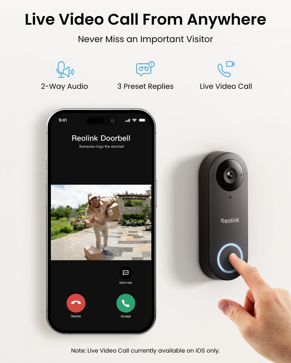 REOLINK timbre con cámara Wi-Fi 2K cableado