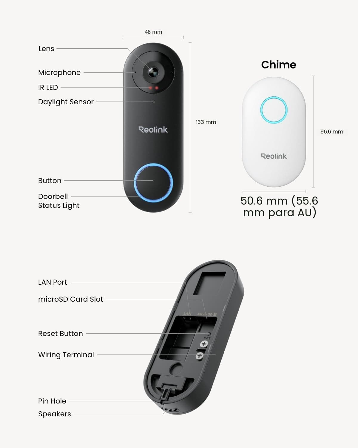 REOLINK timbre con cámara Wi-Fi 2K cableado